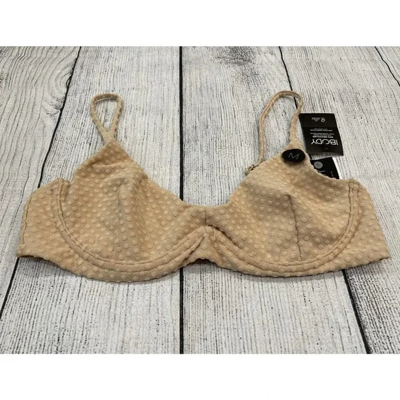 Cotton On Swim Bikini Top Half Wire Tan Polka Dot Cottonon